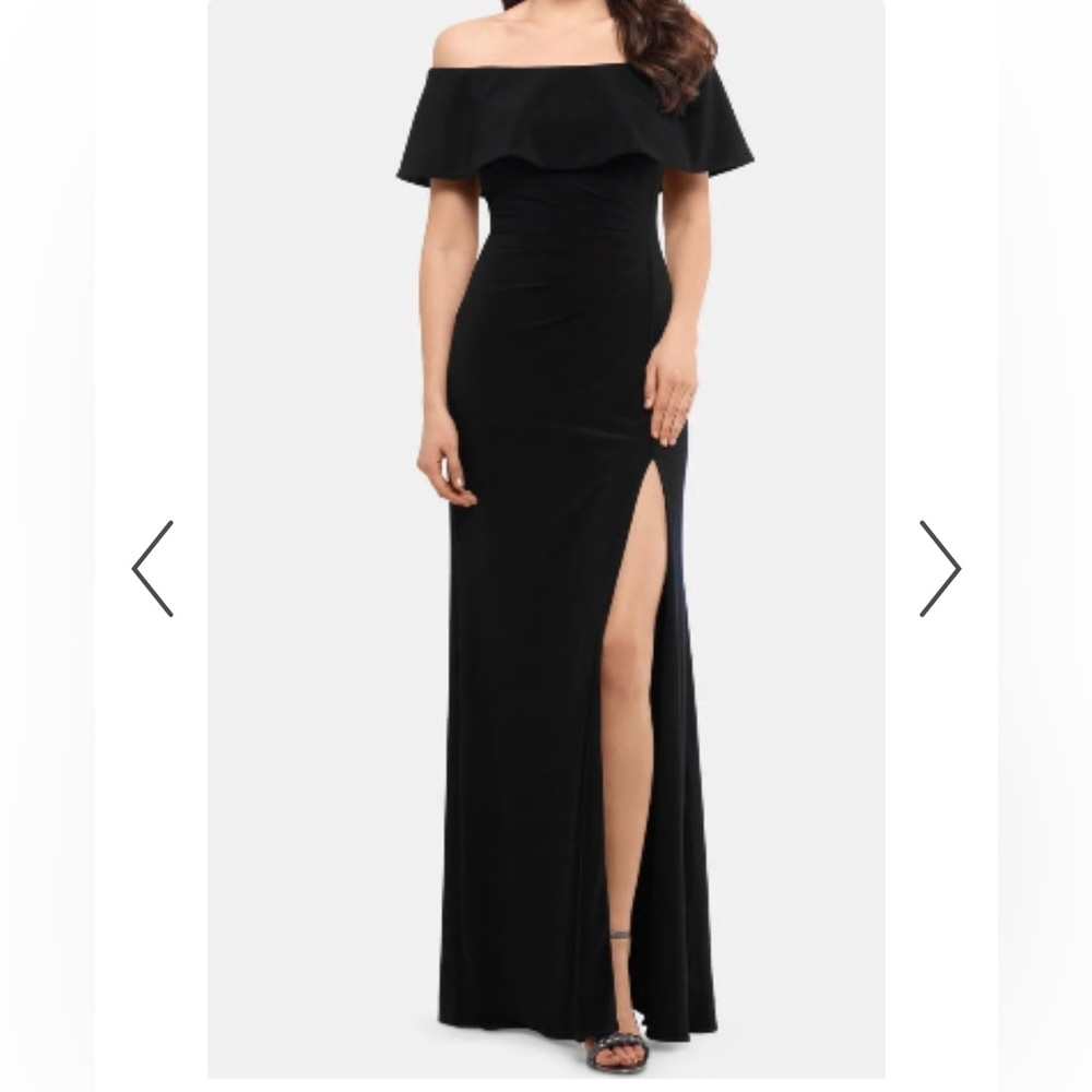 Xscape Black Maxi Dress with High Slit